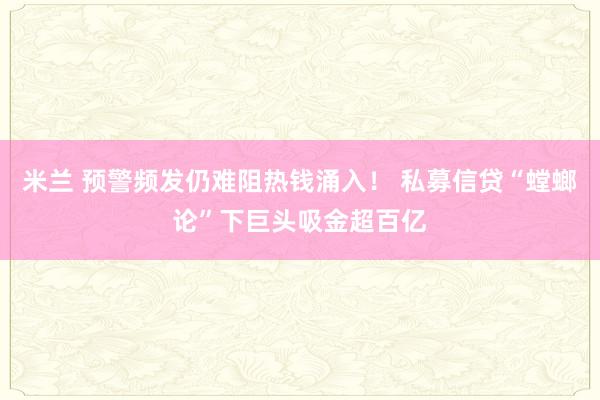 米兰 预警频发仍难阻热钱涌入！ 私募信贷“螳螂论”下巨头吸金超百亿