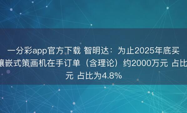 一分彩app官方下载 智明达：为止2025年底买卖航天镶嵌式策画机在手订单（含理论）约2000万元 占比为4.8%